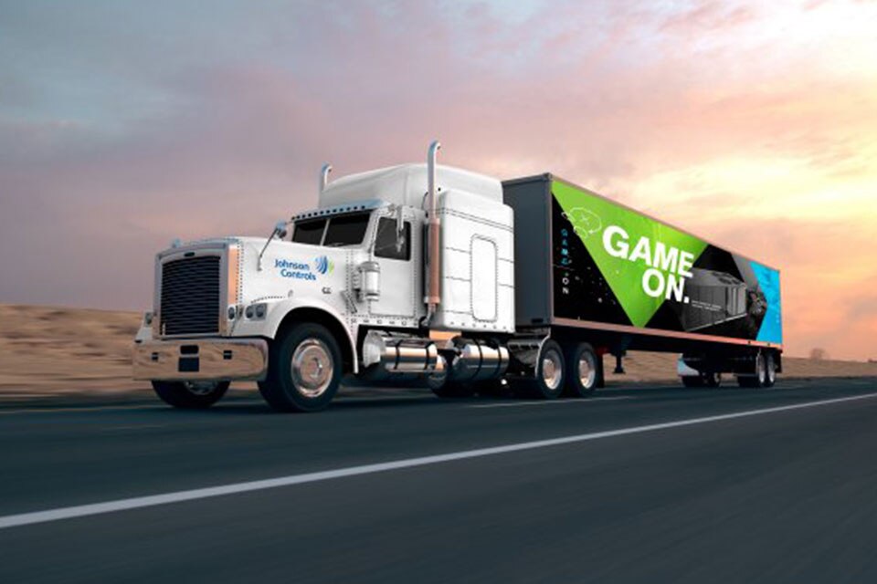 Johnson Controls “Game On” Rooftop Unit Roadshow truck with motion blur