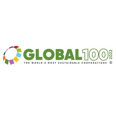 Global 100 logo for World's Most Sustainable Corporations in 2022
