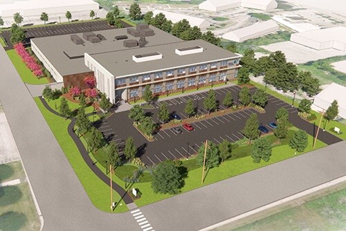 3D rendering of the new state-of-the-art Glendale engineering center and lab space