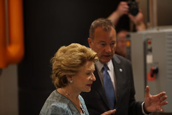 U.S. Senator Debbie Stabenow and Chuck McGinnis, vice president, North America Sustainable Infrastructure, Johnson Controls