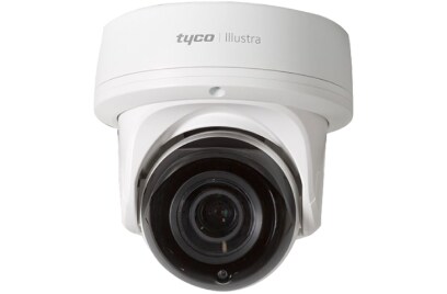 A white Tyco Illustra security camera
