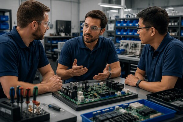 Technician repairing the parts