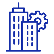 Gear and building icon