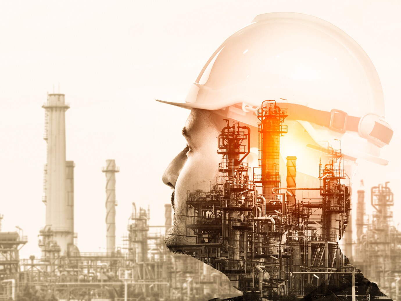 Future factory plant and energy industry concept in creative graphic design.