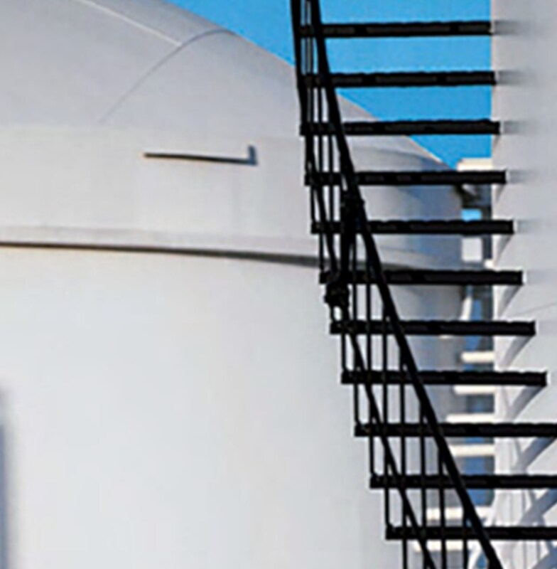 Close up industrial outdoor storage tanks