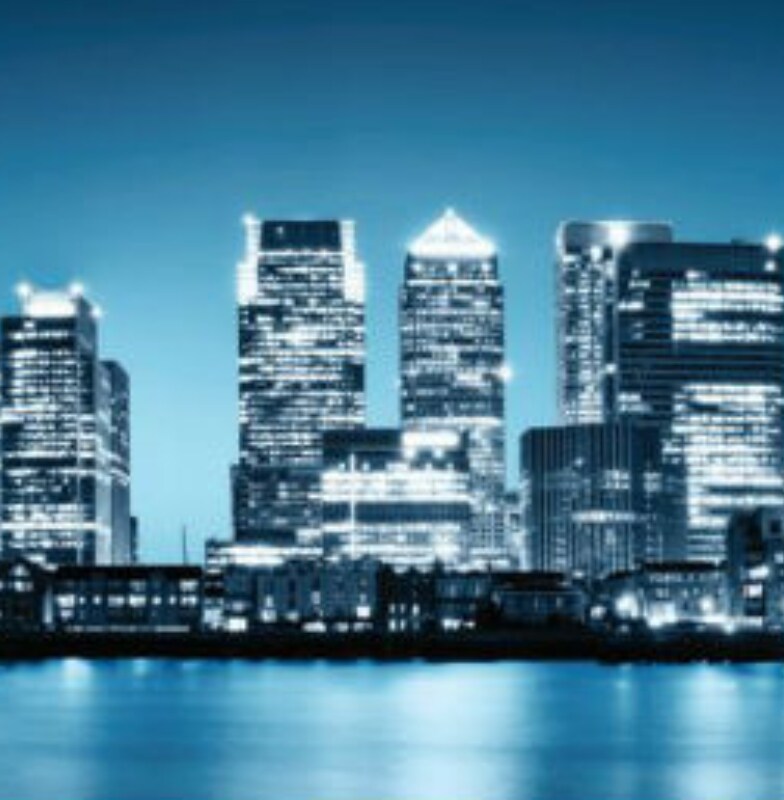 cityscape lit up at night