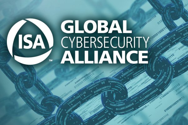 ISA's Global Cybersecurity Alliance banner with chains with the binary code as the background