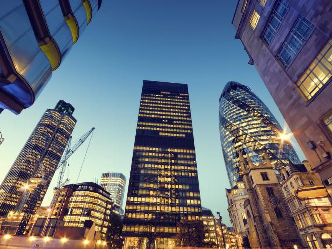 Skyscrapers at dusk